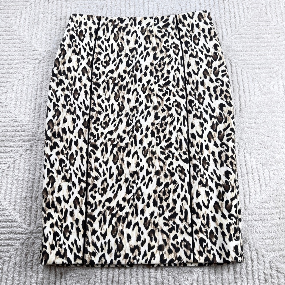 White House Black Market Pencil Skirt Women 4 Leopard Print Animal Office Siren